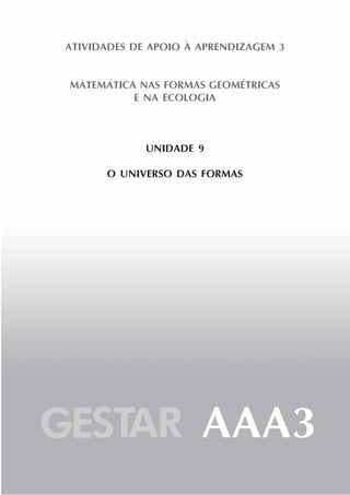 ATIVIDADES DE APOIO À APRENDIZAGEM 3
MATEMÁTICA NAS FORMAS GEOMÉTRICAS
E NA ECOLOGIA
UNIDADE 9
O UNIVERSO DAS FORMAS
 