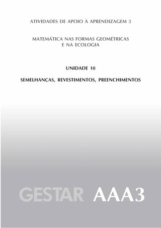 ATIVIDADES DE APOIO À APRENDIZAGEM 3
MATEMÁTICA NAS FORMAS GEOMÉTRICAS
E NA ECOLOGIA
UNIDADE 10
SEMELHANÇAS, REVESTIMENTOS, PREENCHIMENTOS
 