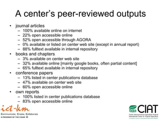 Access and Availability of Research Results