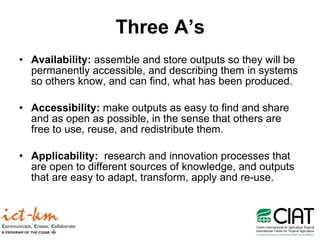 Access and Availability of Research Results