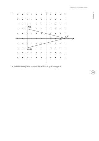 65
Unidade22
Migração – a busca do sonho
c)
d) O novo triângulo é duas vezes maior do que o original.
 