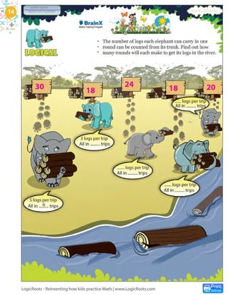 Animals math worksheets long division