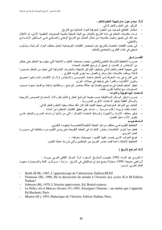 :



                                                                      :             /                            .5.2
                                                                                .                                   -
                                      .                                                                             -
                                                                                                                    -


                                                                                                                   -
                                                              .


                                                                            /                                      -
                                              .
                                                                                                                   -
                                      .
                                                                                                                   -
                                                  .
                                                                                                                   -
                                                                            .

                                                                                                                   -
                                                      .
              .                                                                                                    -
                      .                                               ...                    /                     -
                                                                                                                   -
                                                                                        .

                              .                           /                                                        -
                                                                                                                   -
                                                                                                     .
                                          ....                    :                                                -
                          .                                                                                        -

                                                                                                 (       )       .6.2

                  .           ,                   ,2 1        ,                             ,1992                 .1
     ,                            :       .                                                     1999              .2
                                                                                                  .          ,

-   Barth (B.M), 1987, L’apprentissage de l’abstraction, Edition RETZ
-   Flonneau (M), 1996, De la découverte du monde à l’histoire aux cycles II et III Edition
    Nathan?
-   Johnson (M), 1979, L’histoire apprivoisée, Ed. Boréal express.
-   Le Pellec (J) et Marcos-Alvares (V) 1991, Enseigner l’histoire : un métier qui s’apprend,
    Ed Hachette, Paris .
-   Moniot (H.), 1993, Didactique de l’histoire, Edition Nathan, Paris.




                                                      29
 