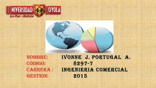 NOMBRE: IVONNE J. PORTUGAL A.
CÓDIGO: 8297-7
CARRERA : INGENIERIA COMERCIAL
GESTION: 2015
 