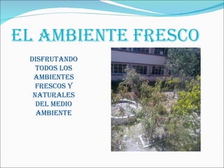 EL AMBIENTE FRESCO
 DISFRUTANDO
   TODOS LOS
  AMBIENTES
   FRESCOS Y
  NATURALES
   DEL MEDIO
   AMBIENTE
 