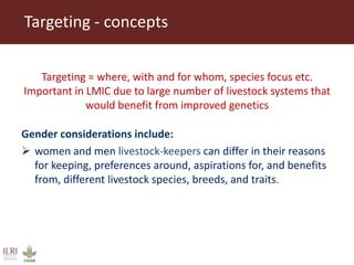 Integrating gender considerations into livestock genetic improvement programs in low to middle income countries