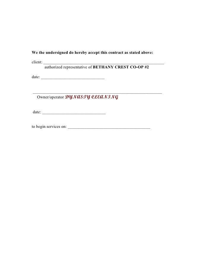 example of a cleaning contract