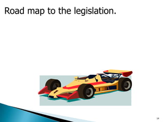 Road map to the legislation.
14
 