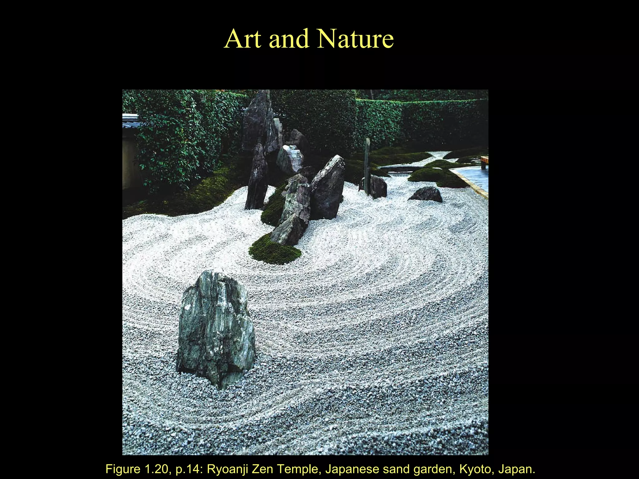 Figure 1.20, p.14: Ryoanji Zen Temple, Japanese sand garden, Kyoto, Japan. Art and Nature 