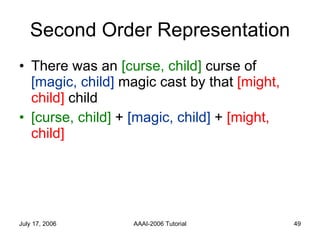 Second Order Representation There was an  [curse, child]  curse of  [magic, child]  magic cast by that  [might, child]  child [curse, child]  +  [magic, child]  +  [might, child] 