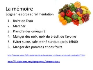 La mémoire
Les fiches visuelles




La
préparation
du résumé
est
l’apprentissage
                       http://format30.com/2012/01/31/resumer-un-cours-ou-un-article-avec-xmind/
 