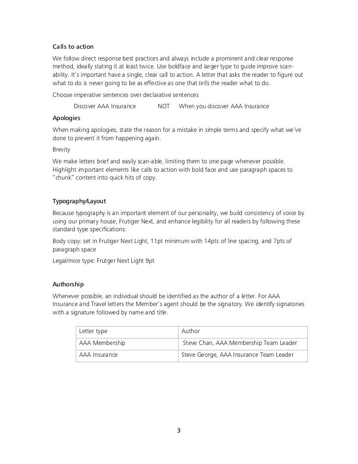 Aaa letters style guide