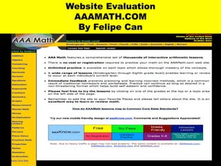 Website Evaluation
AAAMATH.COM
By Felipe Can
 