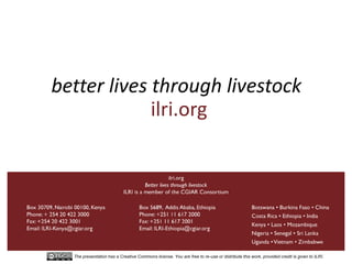 The global livestock agenda: Opportunities and challenges  