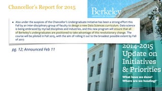 pg. 12; Announced Feb 11
Chancellor’s Report for 2015
 