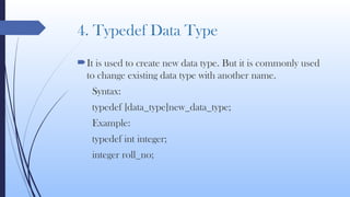 data types in c programming language in detail | PPTX