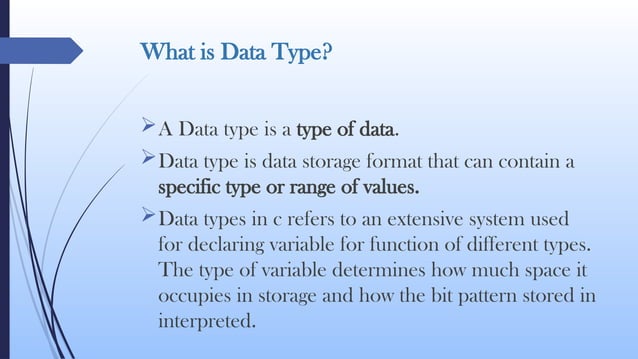 data types in c programming language in detail | PPT