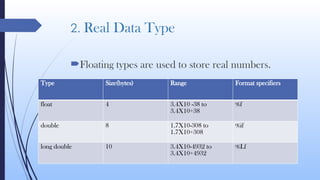 data types in c programming language in detail | PPTX