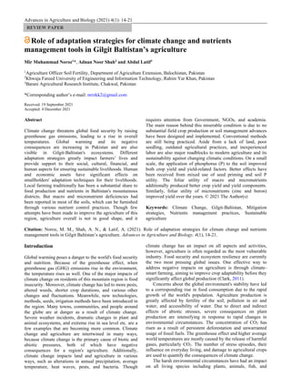 Role of adaptation strategies for climate change and nutrients ...