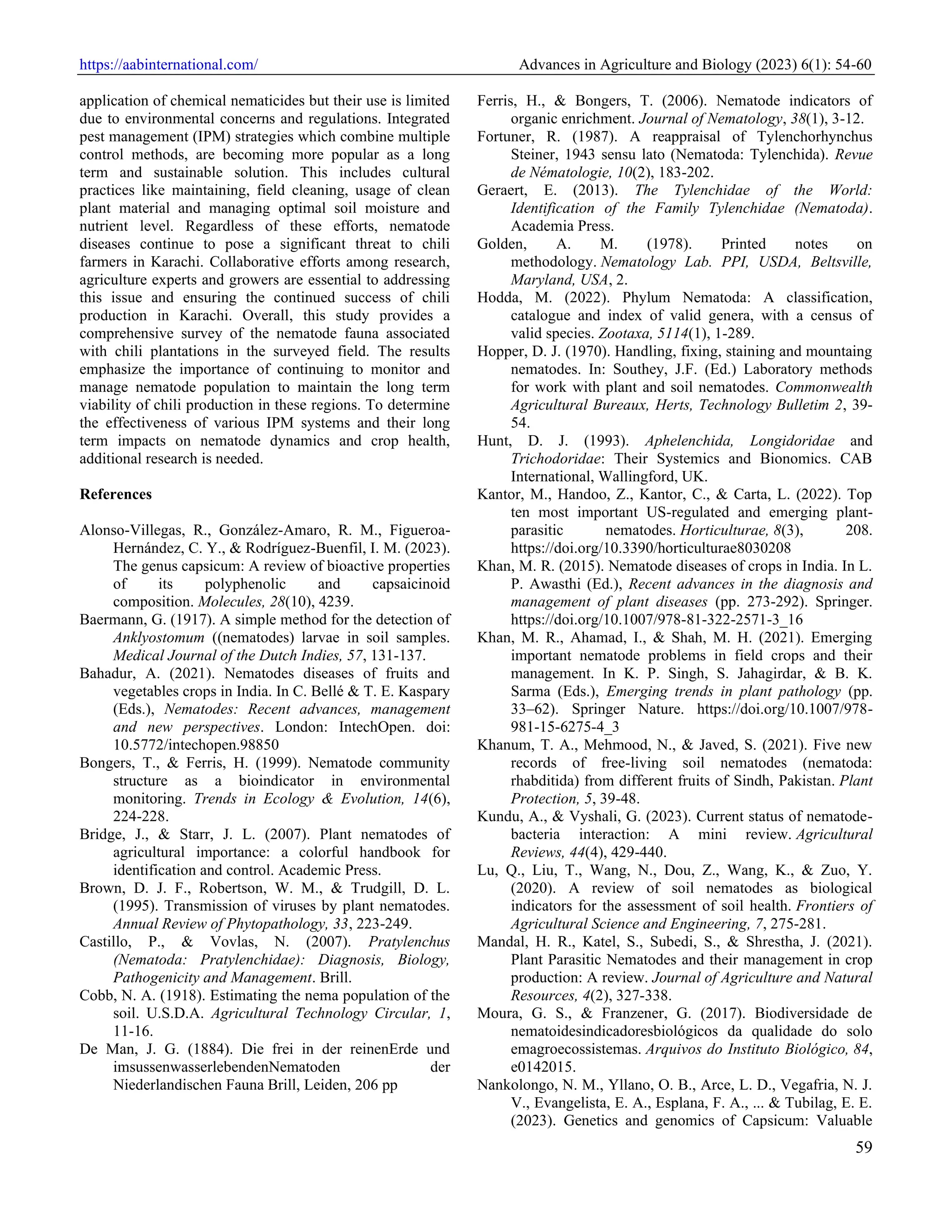 Assessment of nematode-induced diseases in chili fields of Karachi ...