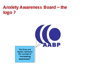 Anxiety Awareness Board – the logo ? AABP The Drop and ripples represent the concept of “ increasing awareness” 