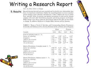 Writing a Research Report
5. Results
 