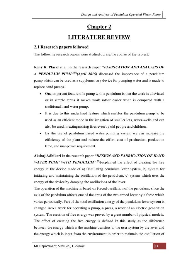 Design And Analysis Of Pendulum Operated Piston Pump