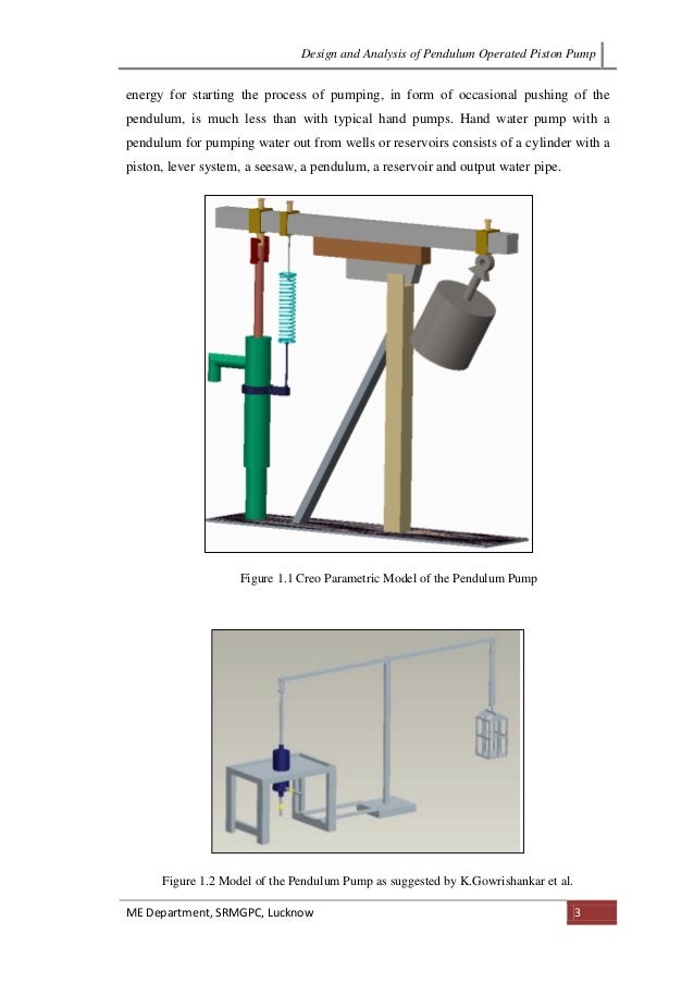 Design and Analysis of Pendulum Operated Piston Pump