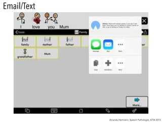 Amanda Hartmann, Speech Pathologist, ATIA 2015
Email/Text
 