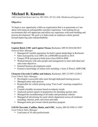Mike Knutson Resume Pdf Mike Knutson Resume Pdf