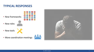 TYPICAL RESPONSES
• New frameworks
• New roles
• New tools
• More coordination meetings
© JIPP.IT GmbH 7
 