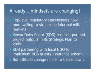 Lessons from action research to promote uptake of harmonised institutional approaches and appropriate technology to transform informal milk markets in the Eastern and Central Africa Region
