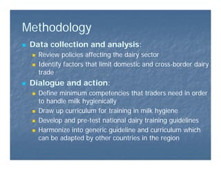 Lessons from action research to promote uptake of harmonised institutional approaches and appropriate technology to transform informal milk markets in the Eastern and Central Africa Region