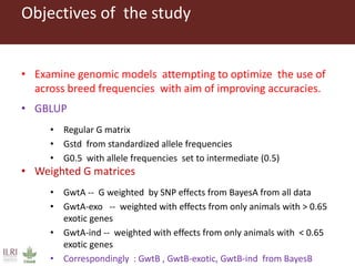Improving the accuracy of genomic predictions in small holder crossed-bred dairy cattle 