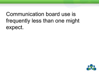 When the communication board is used, it is often used primarily to provide information requested by the facilitator.