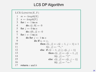 29
LCS DP Algorithm
 
