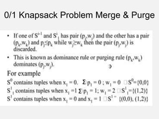 Σ
Σ
0/1 Knapsack Problem Merge & Purge
 