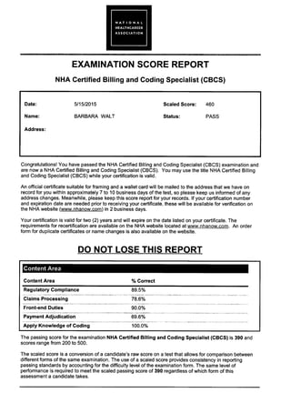 CBCS Exam Score