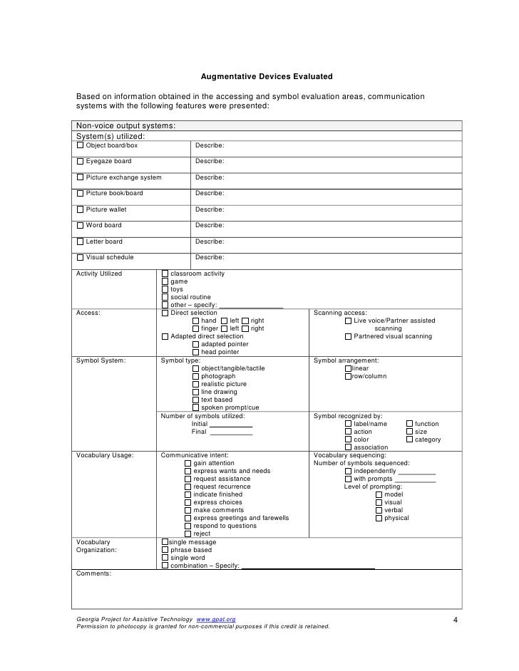 Aac Evaluation Template Aac Evaluation Template
