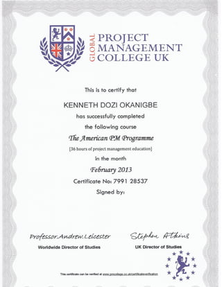 PM College UK - APMP Certificate