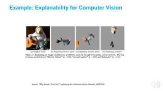 Source: “Why Should I Trust You?” Explaining the Predictions of Any Classifier. KDD’2016
Example: Explanability for Computer Vision
 