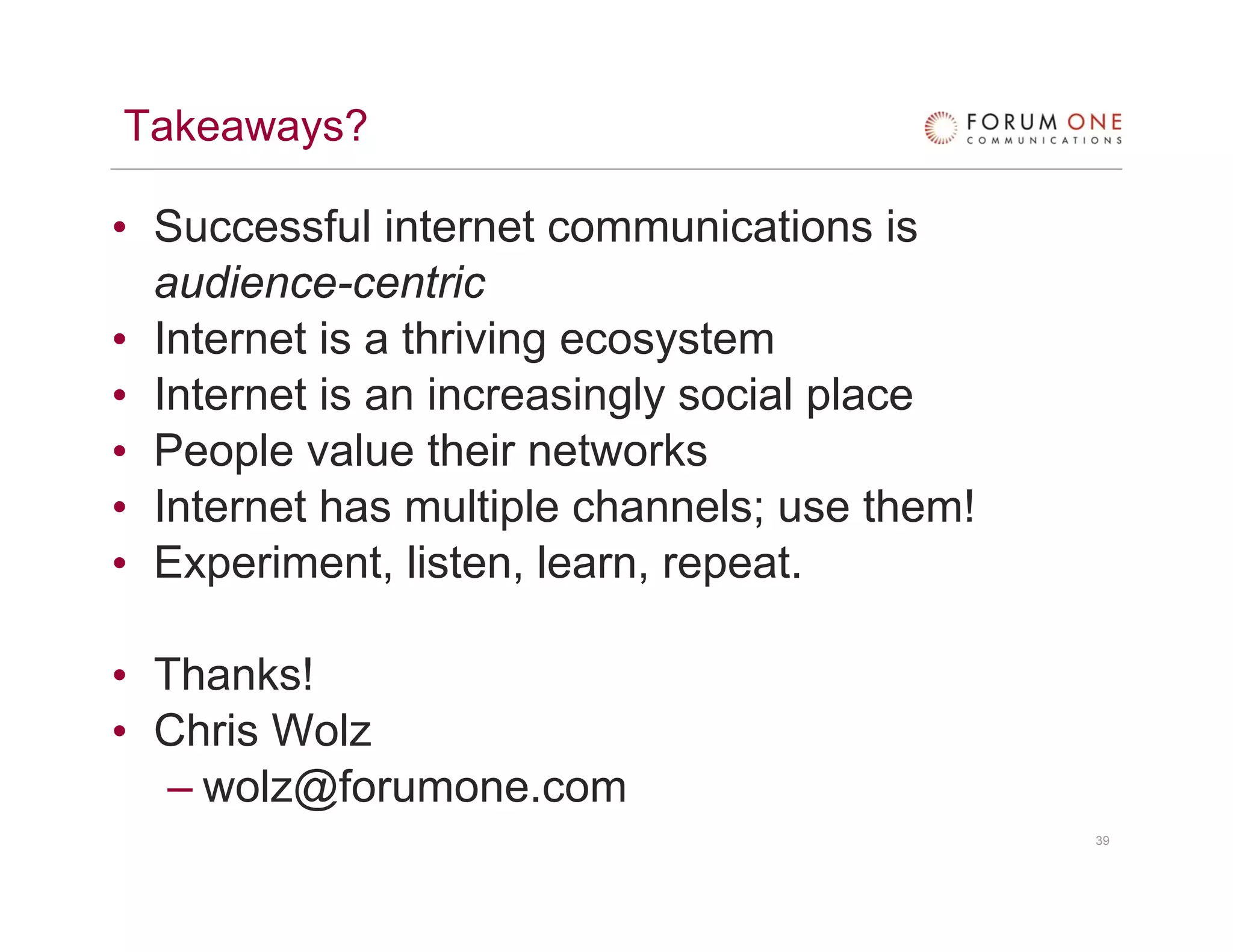 Internet Strategic Communications - Presentation for AACN by Chris Wolz, Forum One Communications
