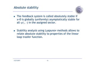 Advanced Aerospace Control: Absolute Stability and Nonlinear Feedback ...