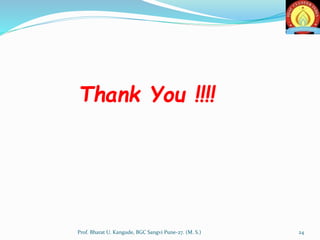 Thank You !!!!
24Prof. Bharat U. Kangude, BGC Sangvi Pune-27. (M. S.)
 