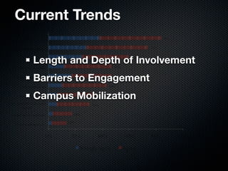 Current Trends
               I have to study                                                84%


Too busy with other act...