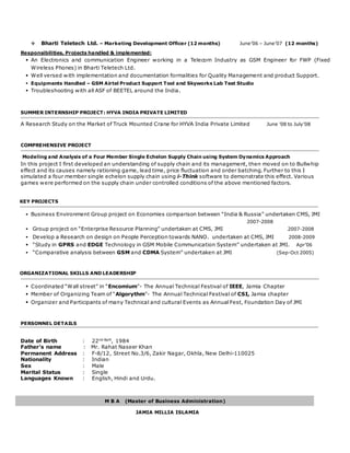 Nishat Khan's CV | PDF