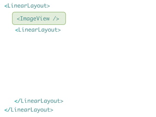 <LinearLayout>

   <ImageView />

   <LinearLayout>




   </LinearLayout>
</LinearLayout>
 