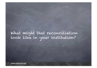 What might that reconciliation
look like in your institution?
 