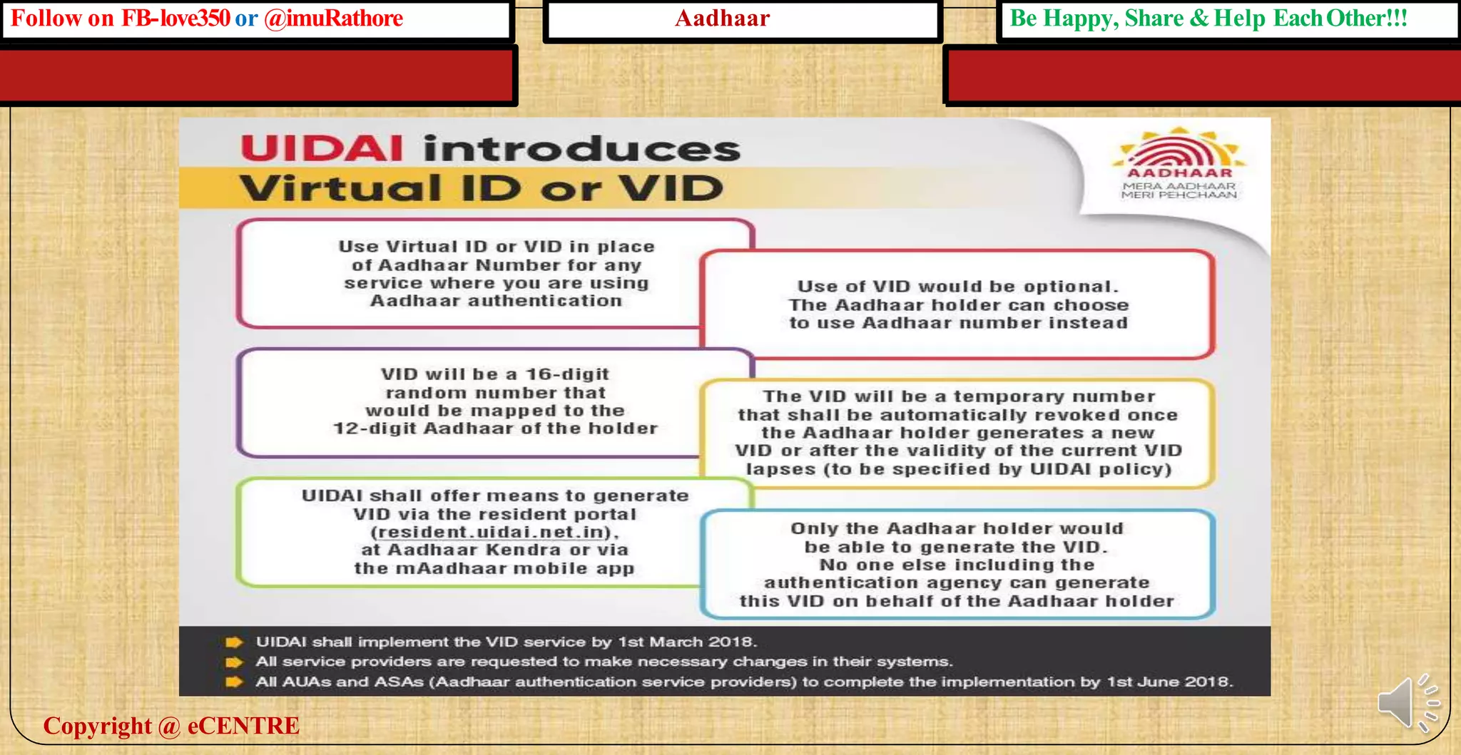 Aadhaar authentication how to use virtual id (vid) | PPT