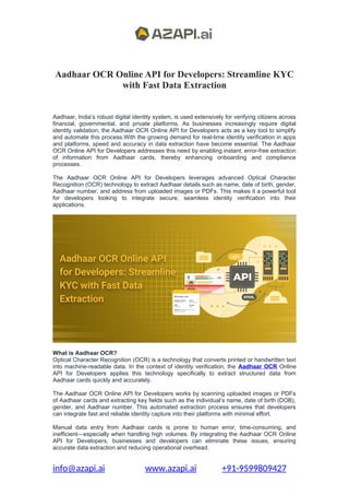 Aadhaar OCR Online API for Developers Streamline KYC with Fast Data ...